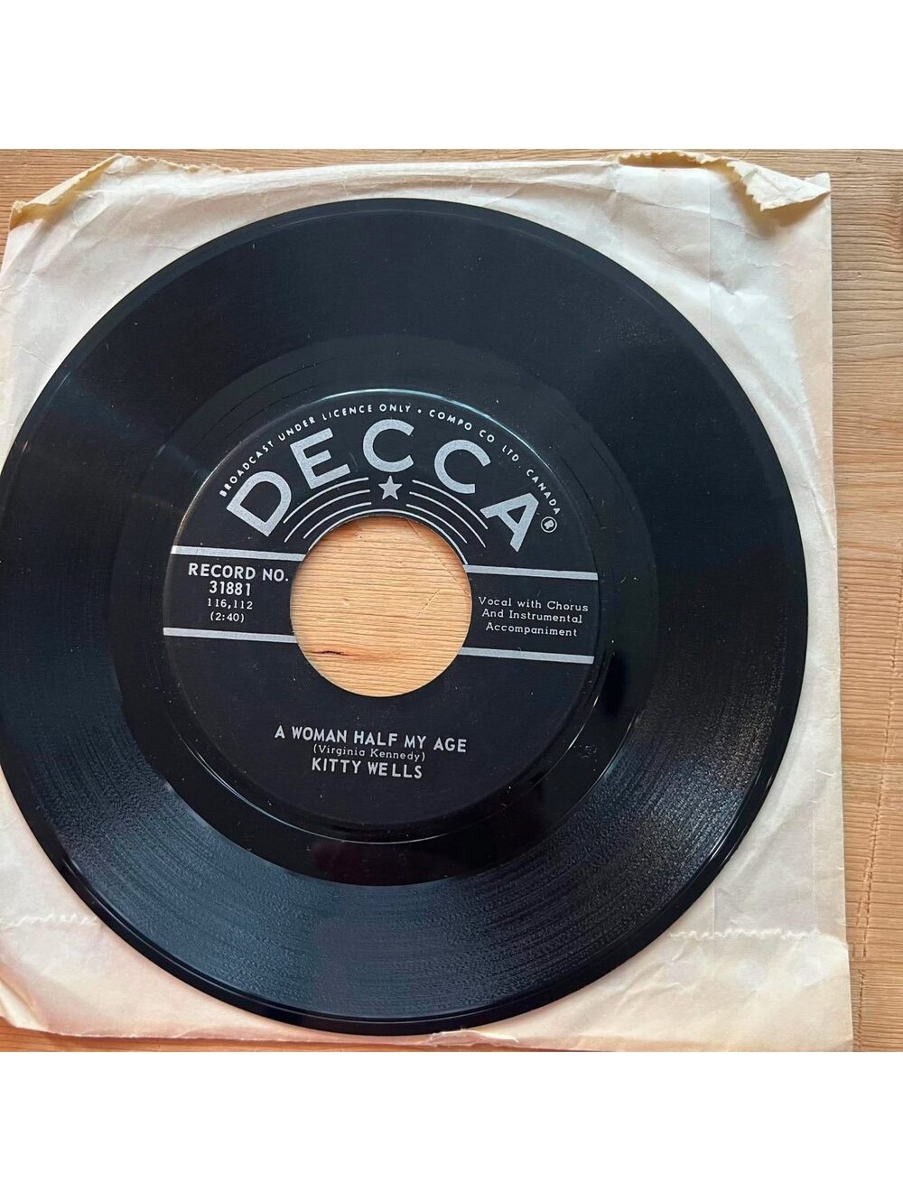 Kitty Wells - A Woman half my Age 45rpm VG+ R90